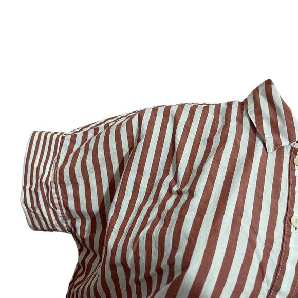 MADEWELL Popover Oversized Striped Blouse Top Short Dolman Sleeves Hi-Low Hem XS - Picture 4 of 10
